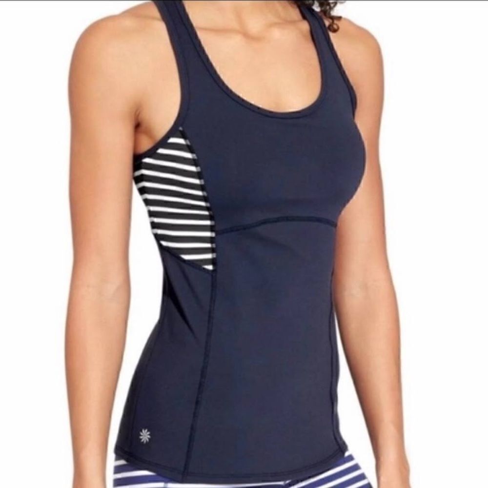 ATHLETA Racerback Tank Top Navy Black White Women’s Size Small